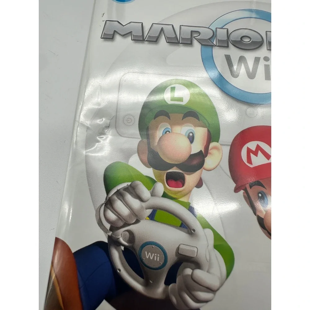 Nintendo Mario Kart Wii Game New Sealed with Authentic White Wii Wheel RVL-024